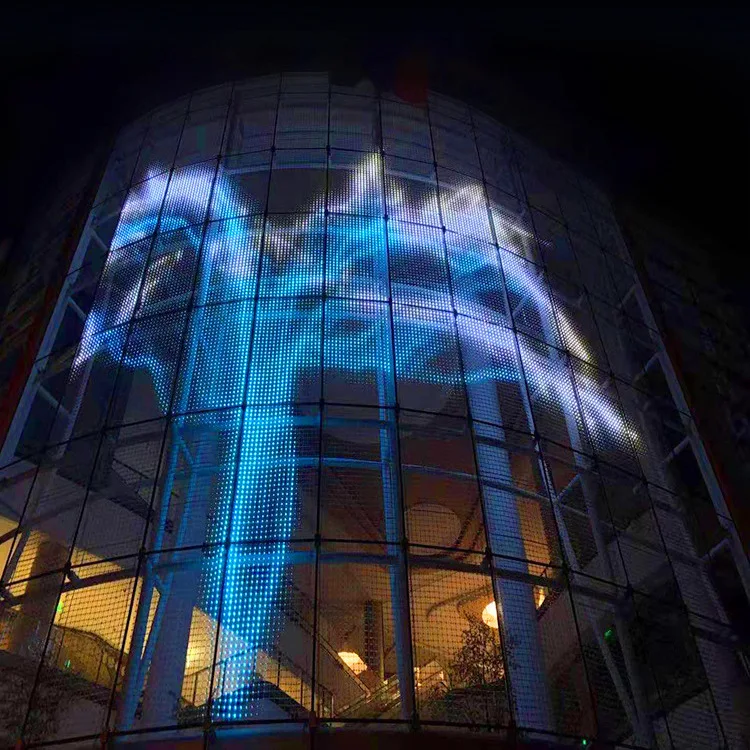 Kingyi P50 Flexible Outdoor Waterproof Programmable LED Curtain Display RGB Transparent Led Pixel Point Lights Grid Screen