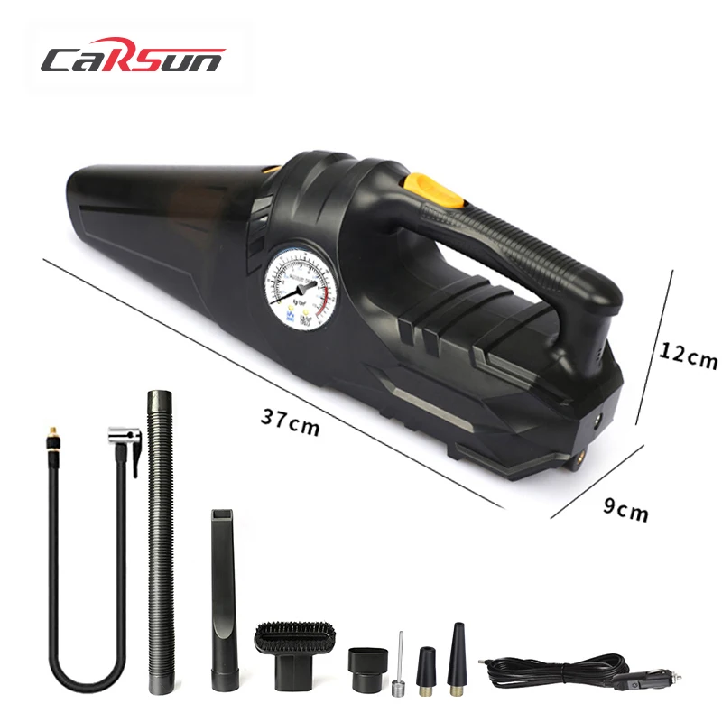 CARSUN 4-in-1 Car Vacuum Cleaner Tire Inflator Portable Air Compressor With Digital Tire Pressure Gauge 12v Dc Car Tyre Inflator