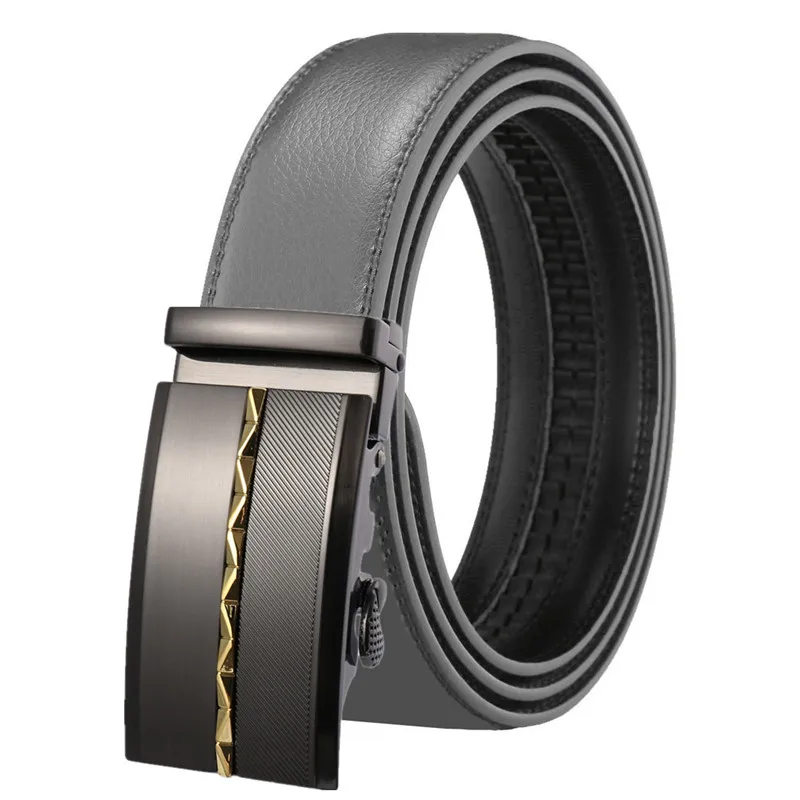 Мужские ремни с автоматической пряжкой LQbelt для мужчин, ремень из спилковой кожи, Храповые ремни с логотипом завода-изготовителя