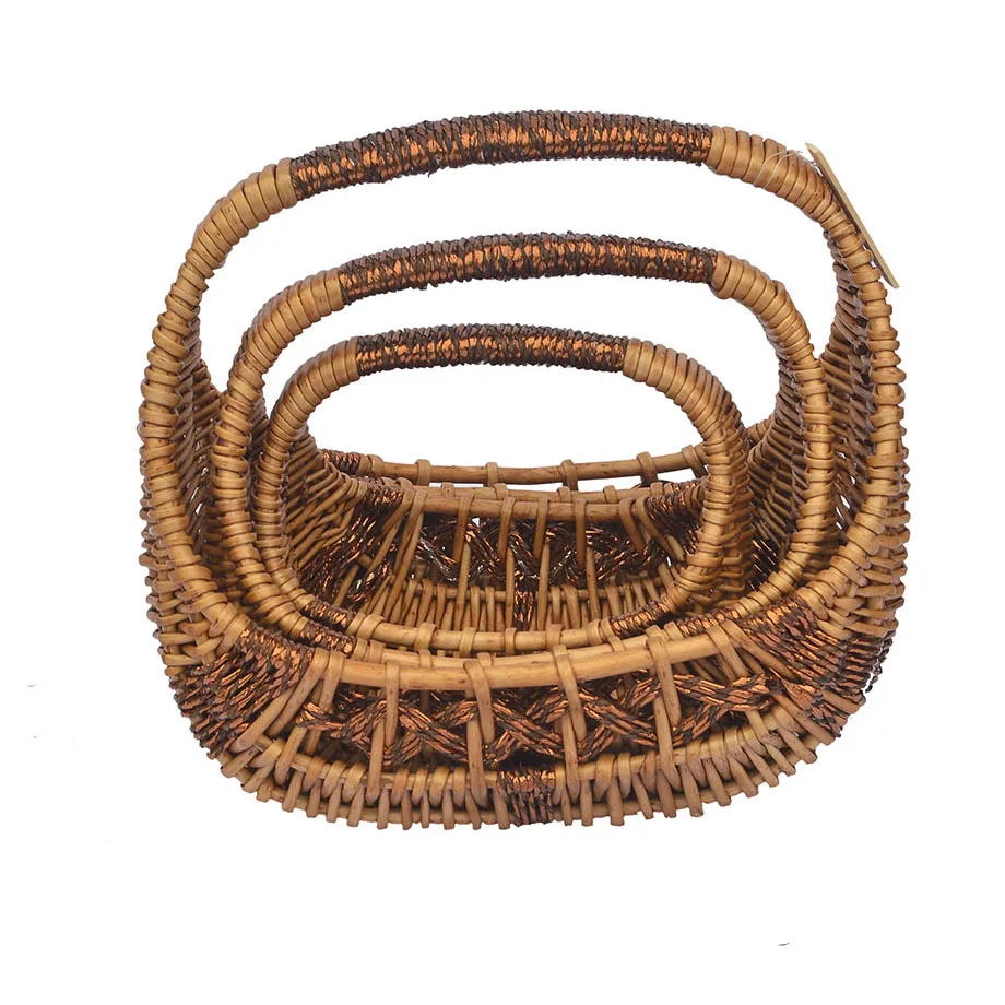 
Fair Trade Strong styles Creative Wicker &Rope Weaved baskets with handles Willow baskets 