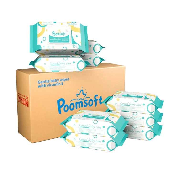 Биоразлагаемые Детские влажные детские салфетки Poomsoft 80 шт.
