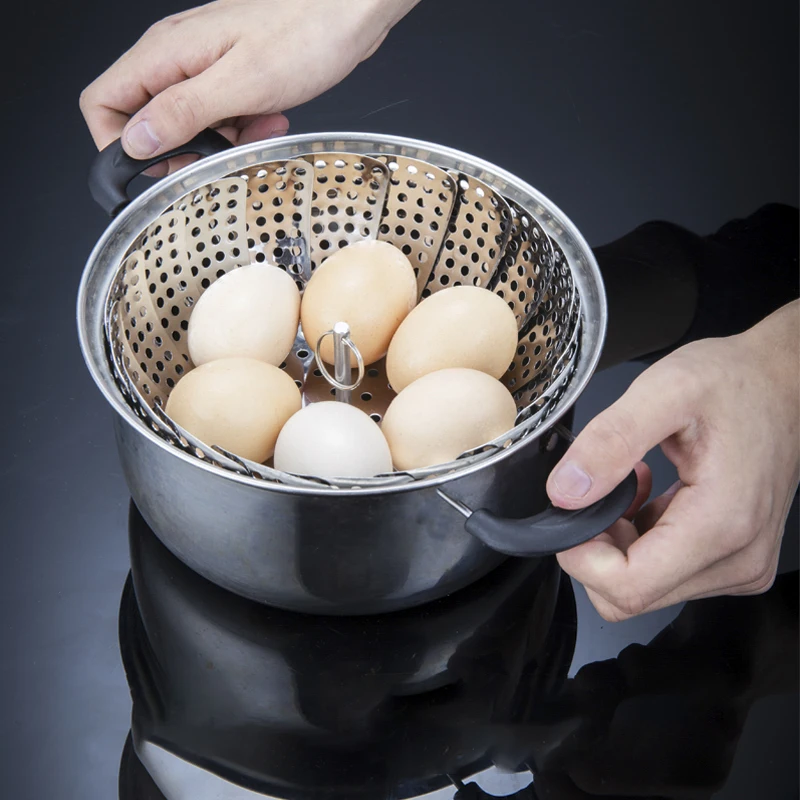 Chinese Cooking Stainless Steel Foldable Food Steamer Basket Collapsible Vegetable Bread Dumpling Steamer Steamer Baskets