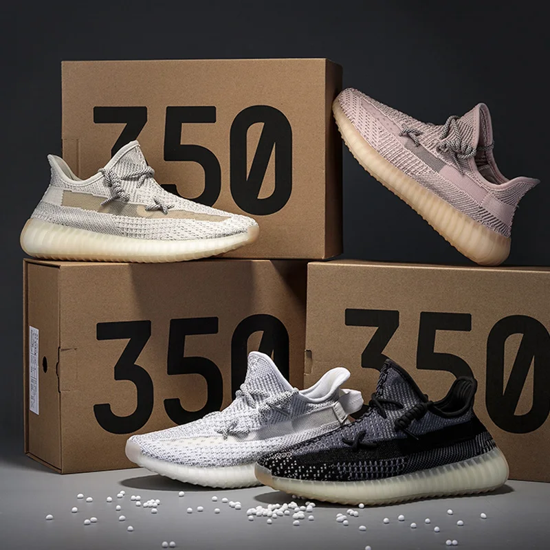 Оригинальный логотип бренда Yeezy светоотражающая полоска блестящие Boosts 350 V2 с фирменной коробкой для лого обуви мужские кроссовки