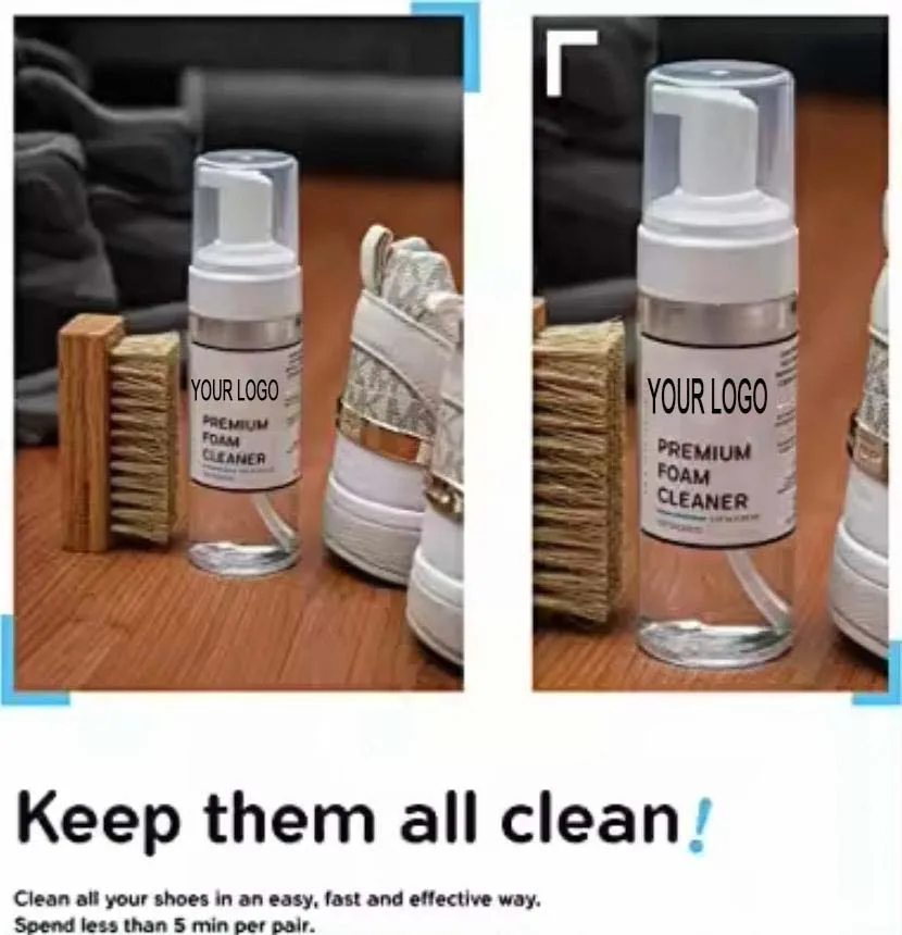 Sneaker foam Cleaner with 2 brushes + 1 microfibre cloth white shoe suede cleaner shoe cleaning set