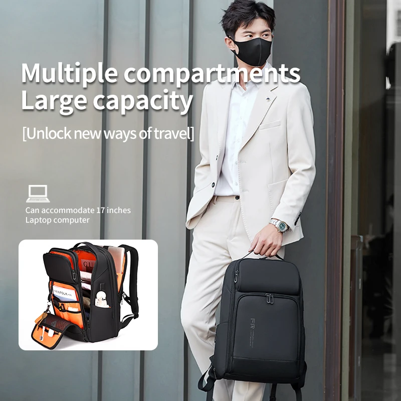 Custom logo smart backpack large USB bulk school backpack for men waterproof travel and business E