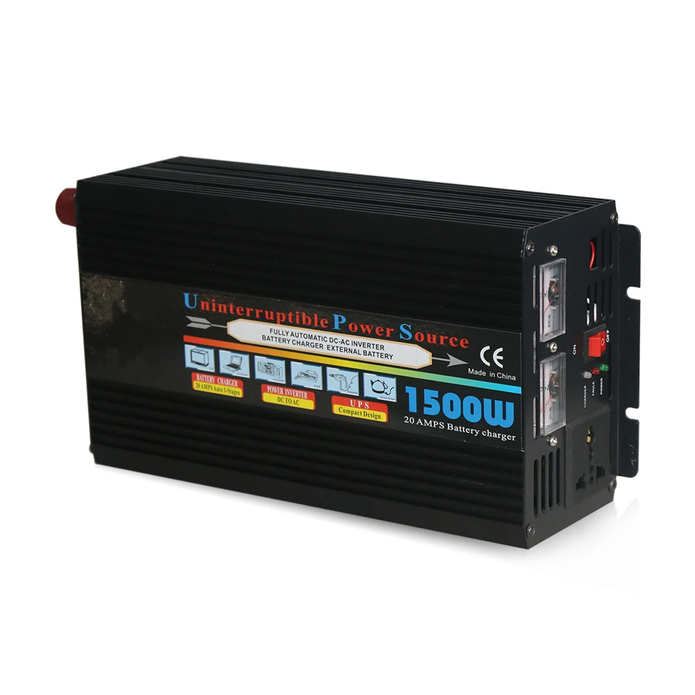 High Quality 1500W Peak Power 3000W 12V 24V to 110V 220V DC/AC Modified Sine Wave Power Inverter with UPS Function and Charger