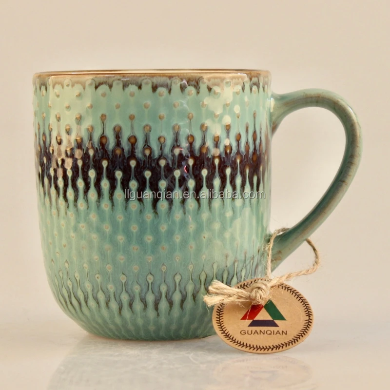 Wholesale Inside Color Glazed Stoneware Mugs Flanging Ceramic Mug Coffee Cup