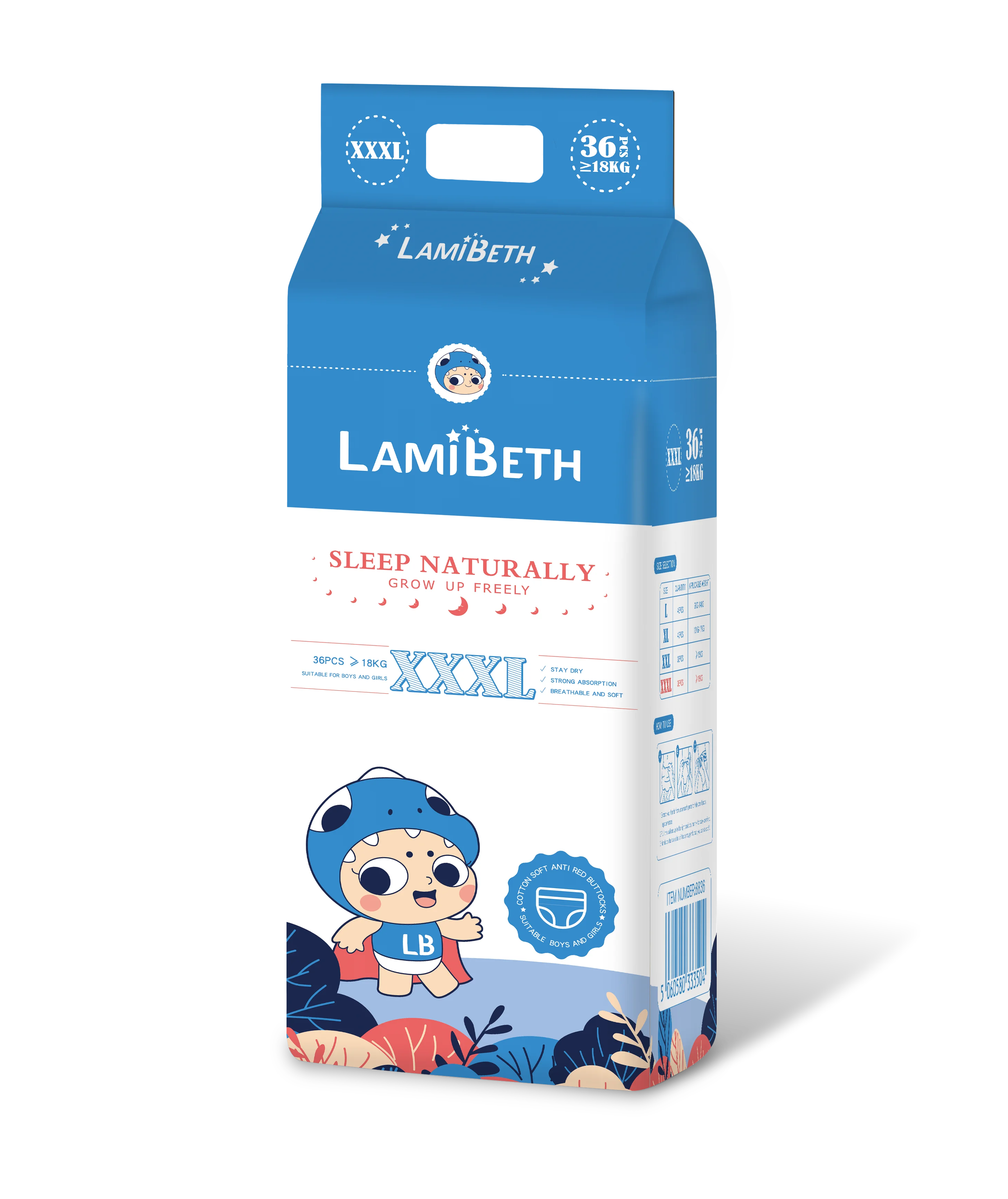Super Absorbent Cotton Baby Diapers Soft Surface Disposable