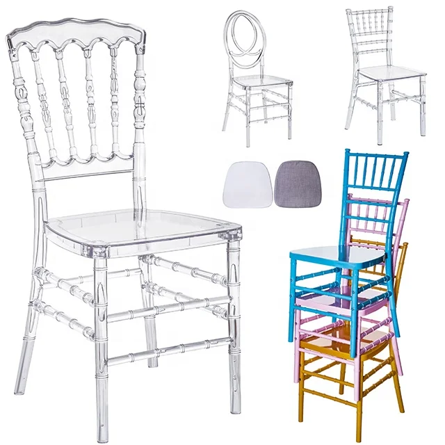 Plastic Resin Transparent Crystal Clear Wedding Napoleon Chiavari PC Chair