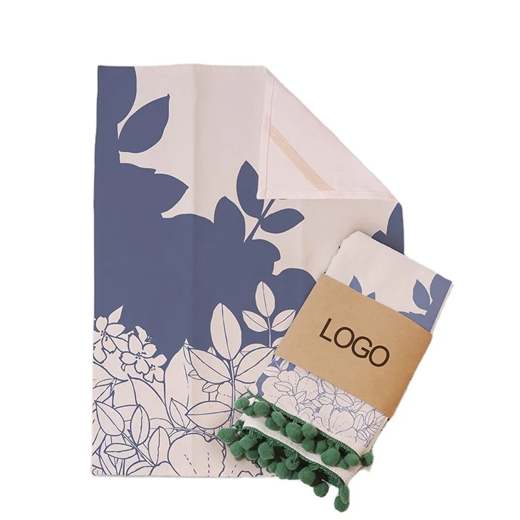 HOSHOM Hot Selling High Quality Tea Towels for Kitchen Baking Sourdough Embroidery Bathroom Apron Apple Aesthetic Chinese Print