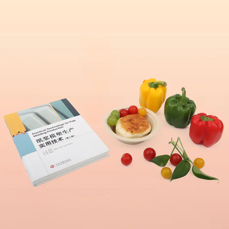 Disposable Tray Eco Friendly Microwavable Dish for Restaurant Biodegradable Bamboo Sugarcane Pulp Round Food Plates