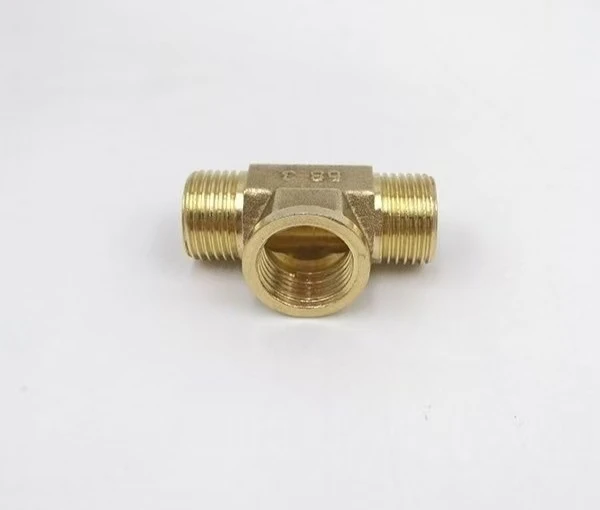 Brass Flat Head Insert Copper Sleeve Brass Plumbing Fittings Connector Fittings Water Heating Tee Brass Coupling