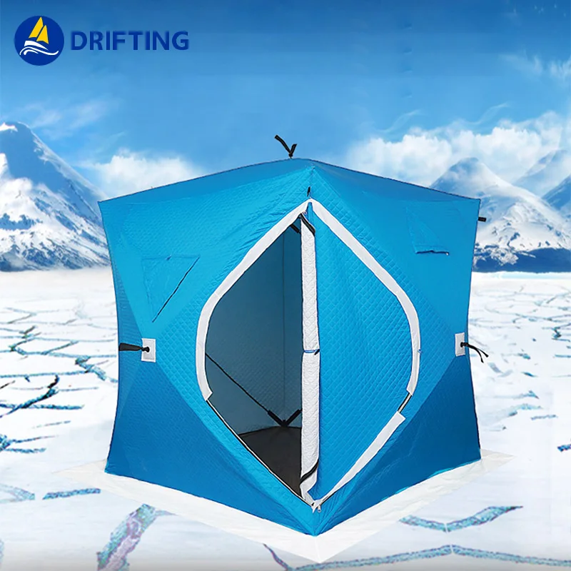 Outdoor camping Double layer plus cotton thickening cold snow Quickly open camouflage Winter Ice fishing tent