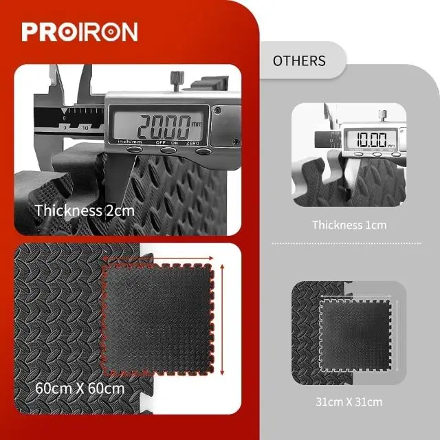 Proiron 60x60cm Customized Premium Interlocking Durable Protection for Home Gym & Play Areas 1.9cm Foam Floor Mat