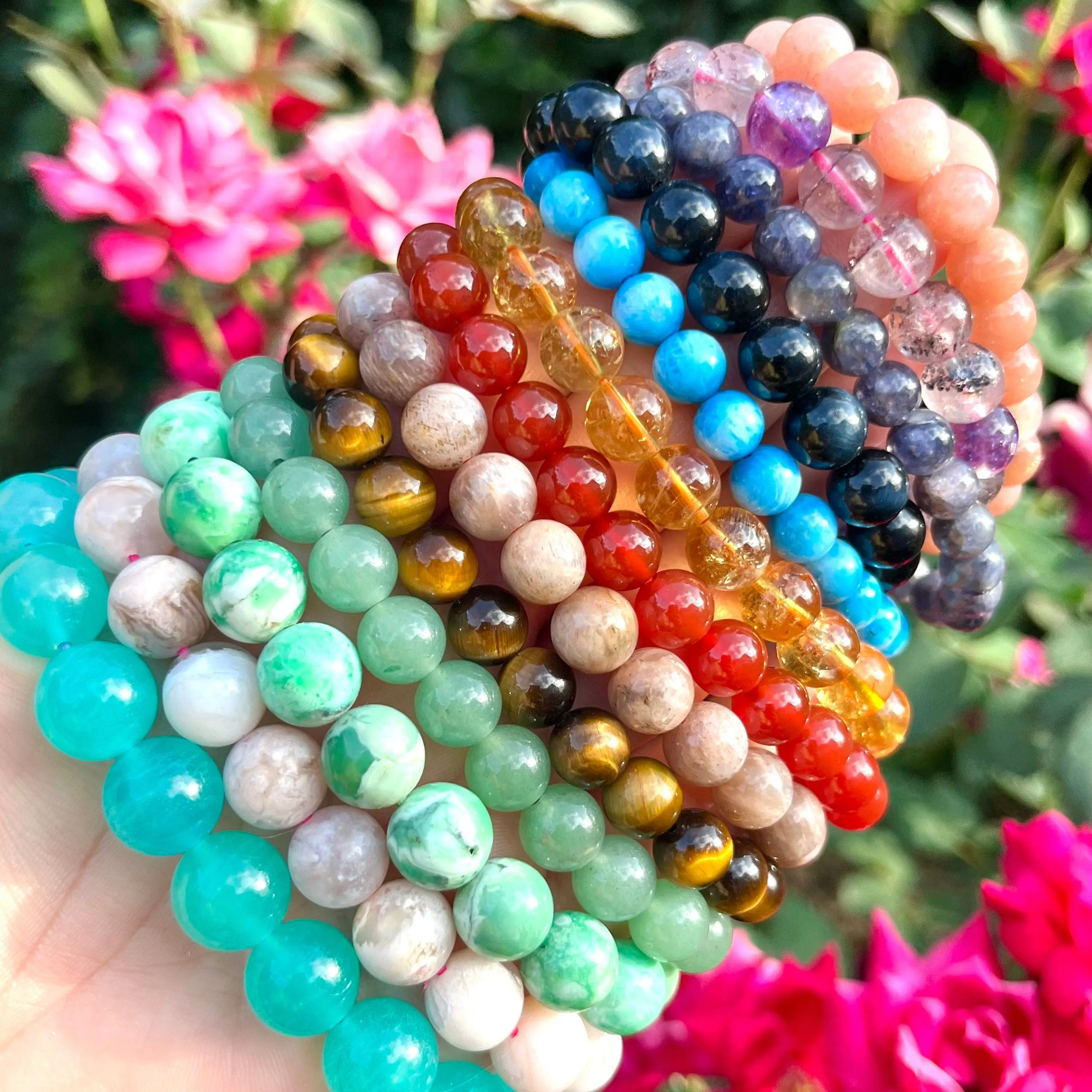 custom 4mm 6mm 8mm 10mm adjustable beaded bracelet healing lucky high quality natural stone bracelet jewelry for women men