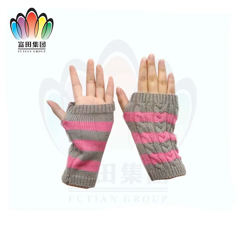 Ft Women's Fashion Stripe Knitted Fingerless Gloves/Jacquard Mittens