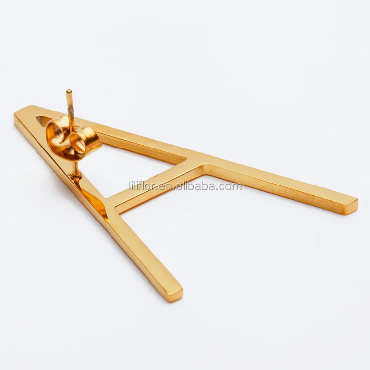 18k Gold Plating Stainless Steel Jewelry Initial Letter Stud Earrings Capitals Gold color Single Earrings EEF1012 3