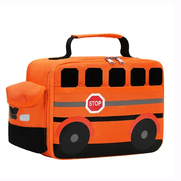 Wilson Bus Cartoon Insulated Thermal Lunch Box Bag for Kids School BPA free Food Safe Cooler Fashion Various Car Cute Children