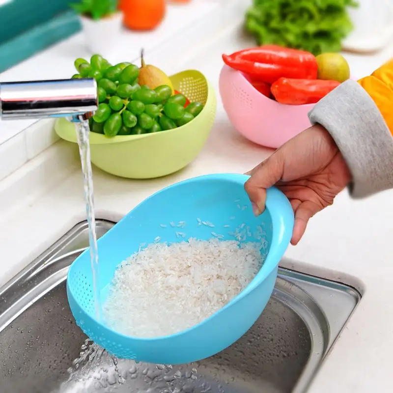 Food Grade Plastic Rice Beans Peas Washing Filter Strainer Basket Sieve Drainer Cleaning Gadget Kitchen Accessories
