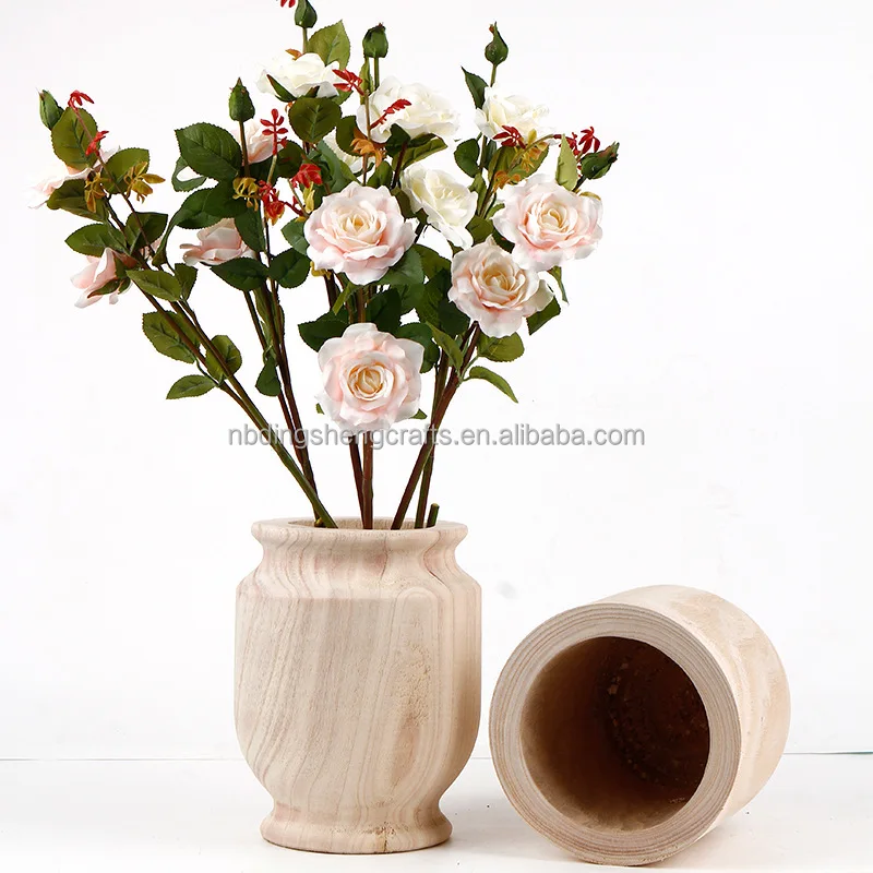 Винтажные декоративные свадебные цветы, деревянные вазы ручной работы, аксессуары для украшения дома/деревянные вазы для цветов