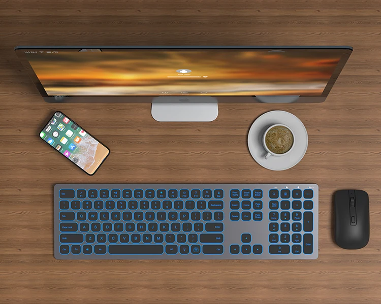 Oem uk professional simple 2.4G rechargeable wireless keyboard and mouse combo ergonomic wireless office keyboard and mouse set