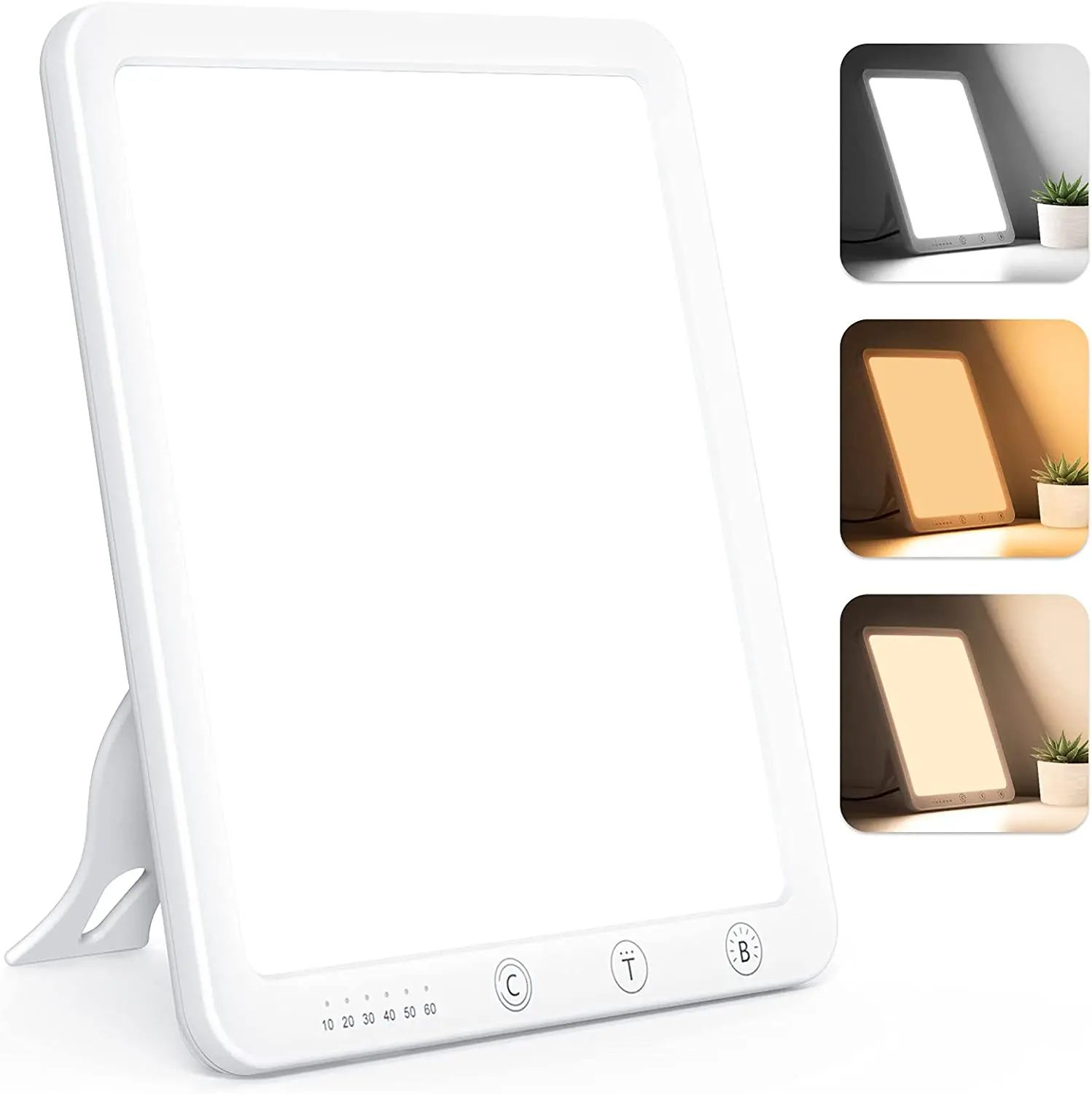 Light Therapy Lamp UV-Free 10000 LED Sunlight 3 Different Lighting Color Timer Function 5 Adjustable Brightness Level