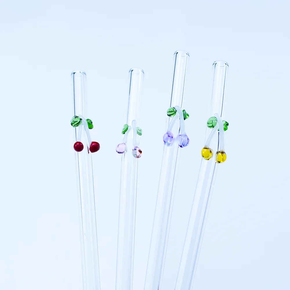 Соломинки из вишневого стекла ручной работы экологически чистые детские соломинки для напитков многоразовые оптом