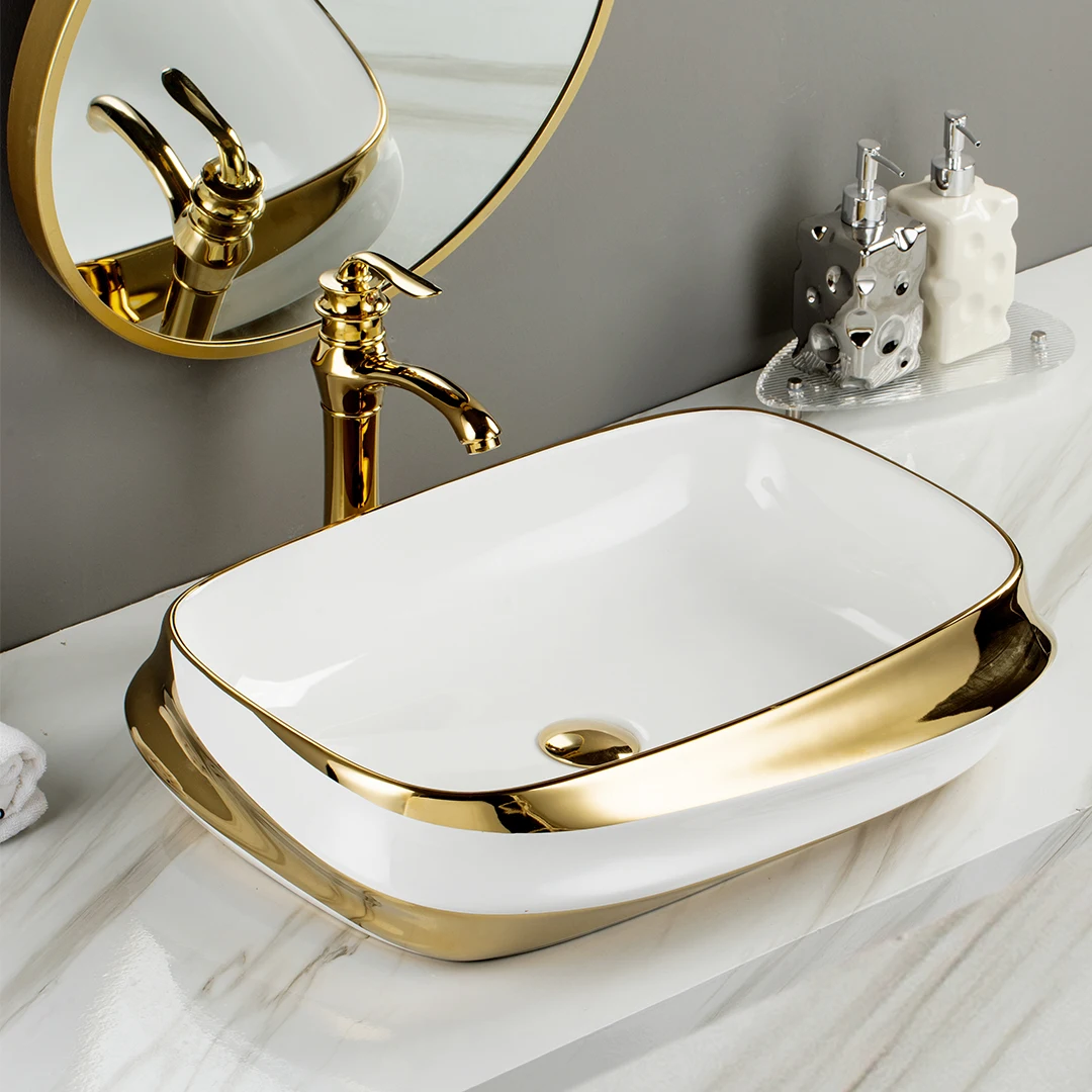 Luxury Cheap Basin lavabo above counter wash hand basin golden art sink
