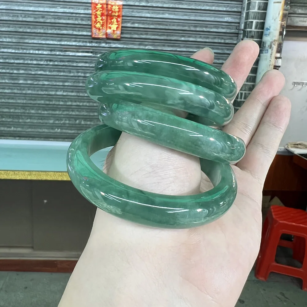Wholesale 56~60mm Natural Myanmar Dark Water Blue Color Jade Jadeite Jade Adult Bangle Charm Bangles For Women