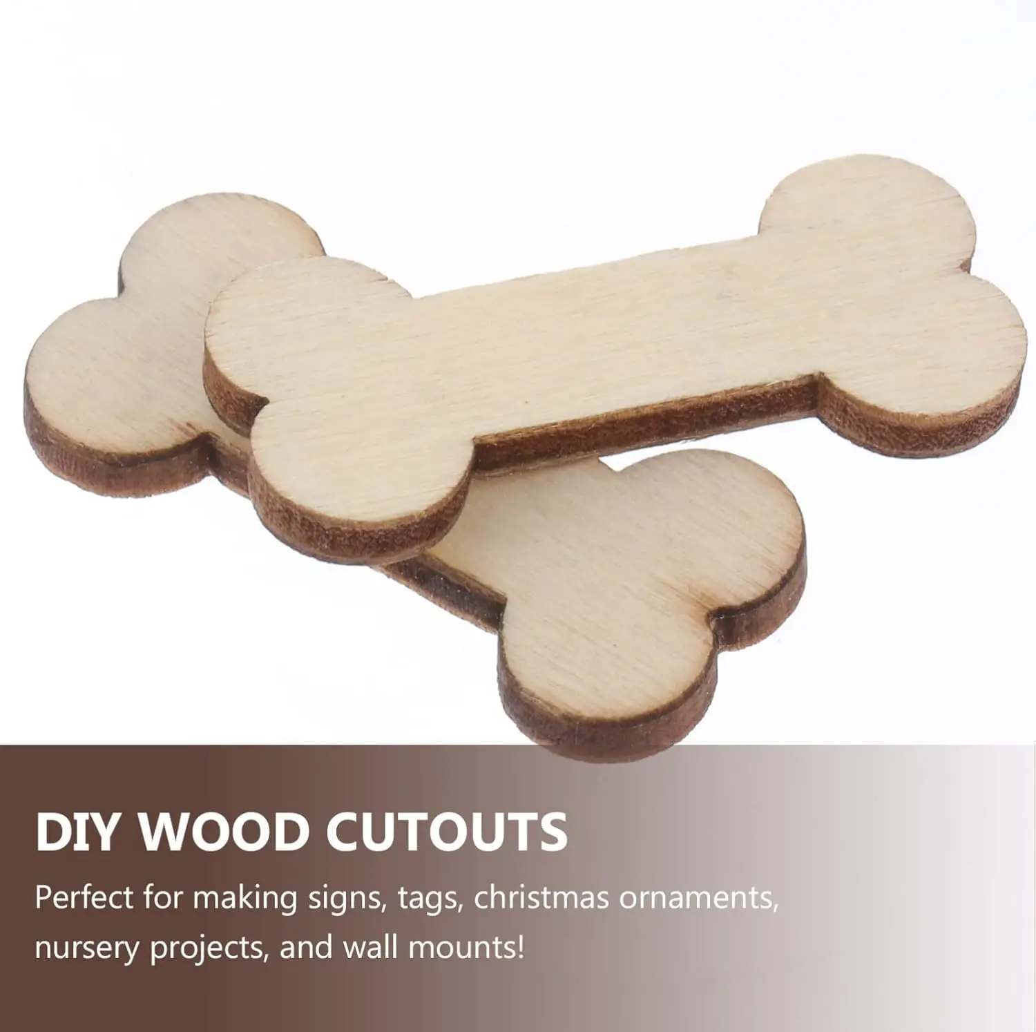 Tabletop Decoration 50 Pieces Wooden Dog Bones Hollow Out Unfinished Wooden Dog Bones Slices Blank Bone Wooden Decoration