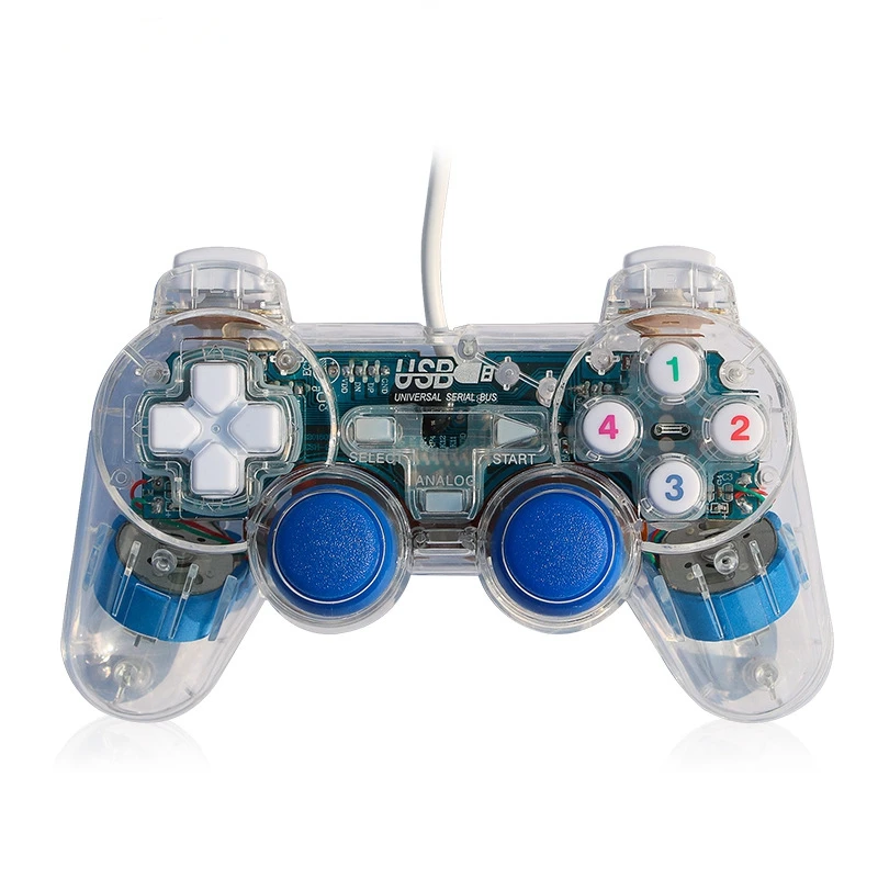 Support Custom USB Wired Gamepad PC Controller Singles Vibration Single Transparent 706 Joystick