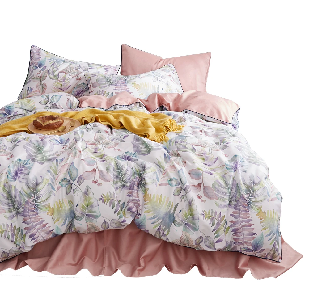 Hot sale 100% cotton sateen bedding set customized reactive printed bedline duvet cover set