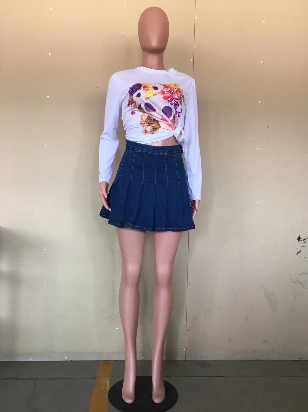 2021 Женская одежда, шикарные повседневные дамские джинсовые Свободные плиссированные джинсовые шорты с высокой талией, мини-юбка, женское короткое платье, синие джинсовые юбки