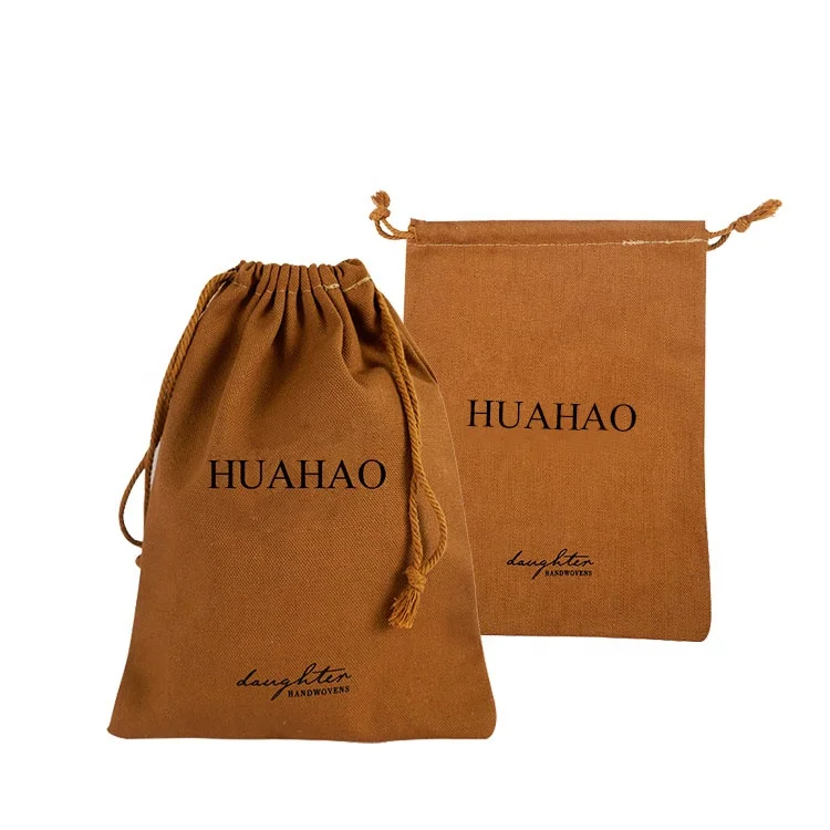 huahao new custom logo recycled muslin canvas cotton drawstring shoe bags logo cotton dust bag 100% cotton