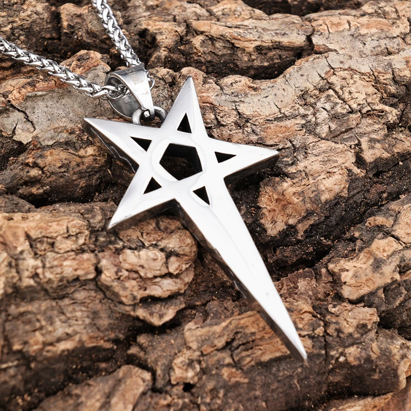 316 Steel Gothic Punk Eye Of Horus Star Pendant Antique Pointy Pentagon Egypt Eye Of Horus Biker Halloween Men Pendant Necklace