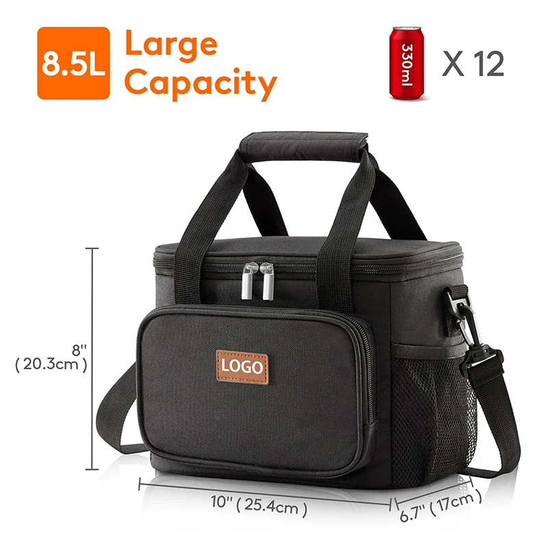 Custom Logo 600D Polyester Large Waterproof Thermal Insulated Cooler Lunch Bag for Men Women