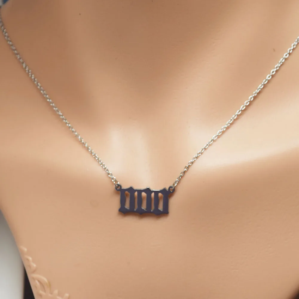 000 111 222 333 444 555 666 777 888 999 angel number pendant chain necklace 18k gold plated stainless steel material women