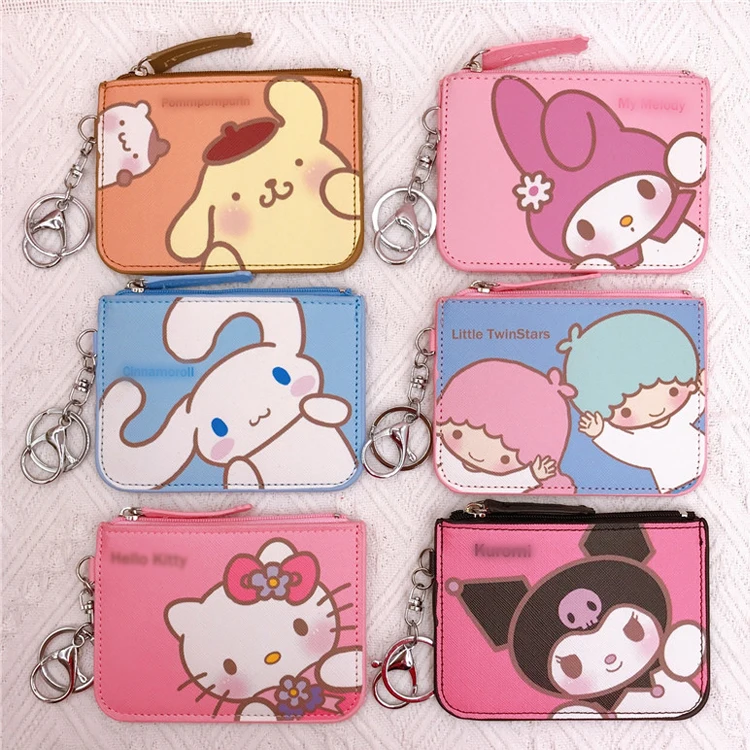 Kawaii Sanrios бумажник Pochacco мультяшный PU плед водонепроницаемый ключ банковская карта сумка для хранения Мини hello my kitties кошелек девочек
