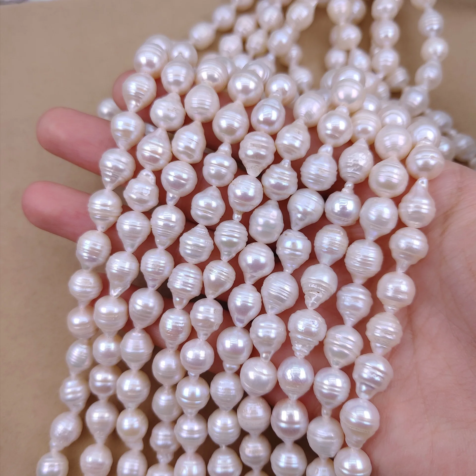 wholesale 7.5-8mm natural water drop thread baroque pearl strands for the jewelry