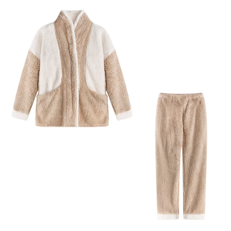Factory Price Pajamas Sleepwear Modern Ladies Winter Sleepwear Plus Size Comfortable Sleep Coat And Pants Set