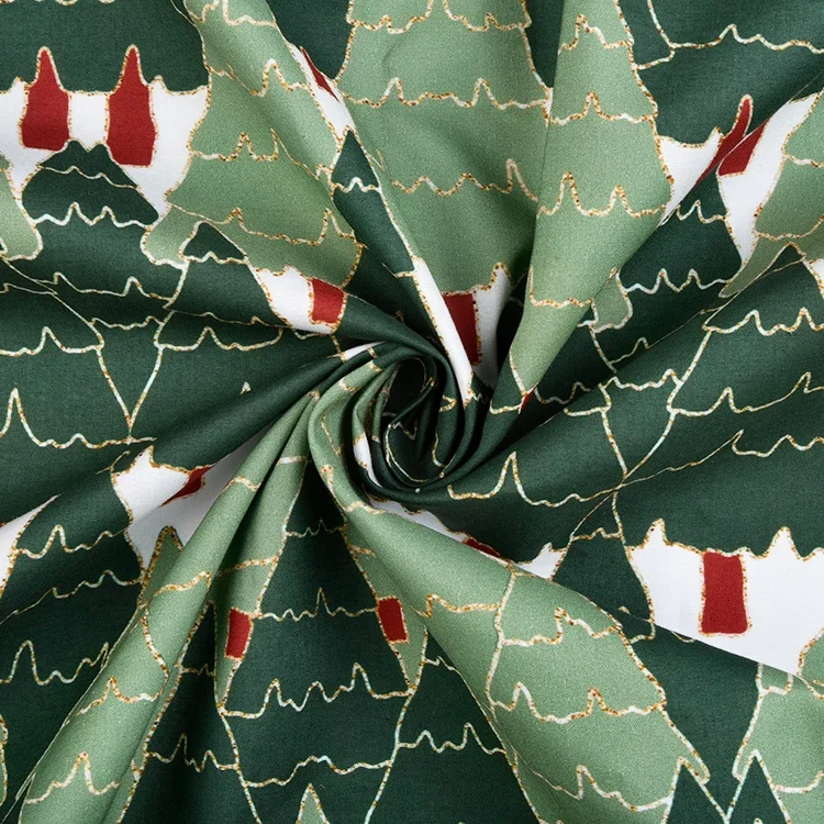 Custom Digital Christmas Print 100% Cotton Poplin Fabric Patchwork Christmas Fabrics For Skirts Sewing