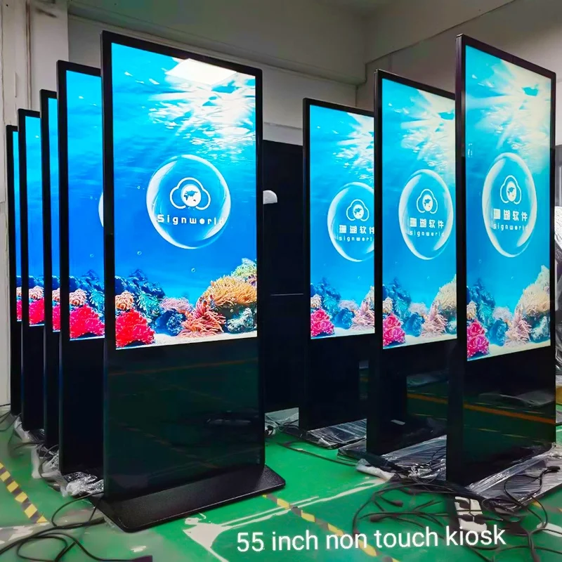 55 inch indoor kiosk ads lcd media player self service Queue management system touch screen digital signage and displays totem