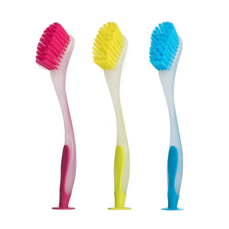 Plastic Scrubber Kitchen Washing Pan Pot Dish Cleaning Brush With Suction