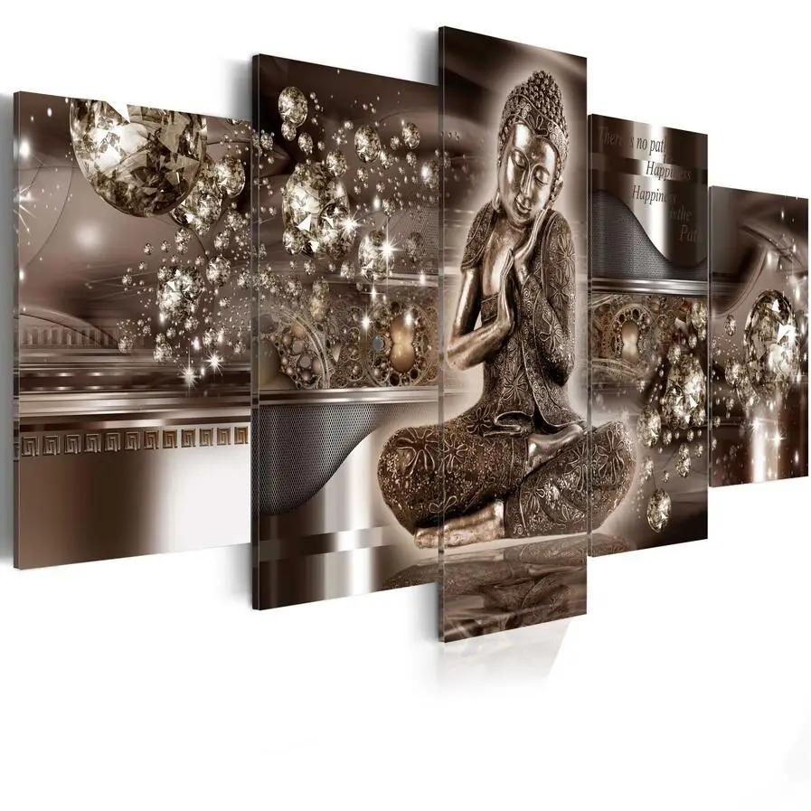 5 Piece Canvas Photo Prints Posters & Prints 3d buddha wall art canvas painting framed