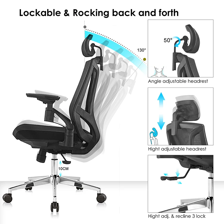 Горячая Распродажа, новый дизайн, эргономичное вращающееся кресло с высокой спинкой и черной нейлоновой спинкой