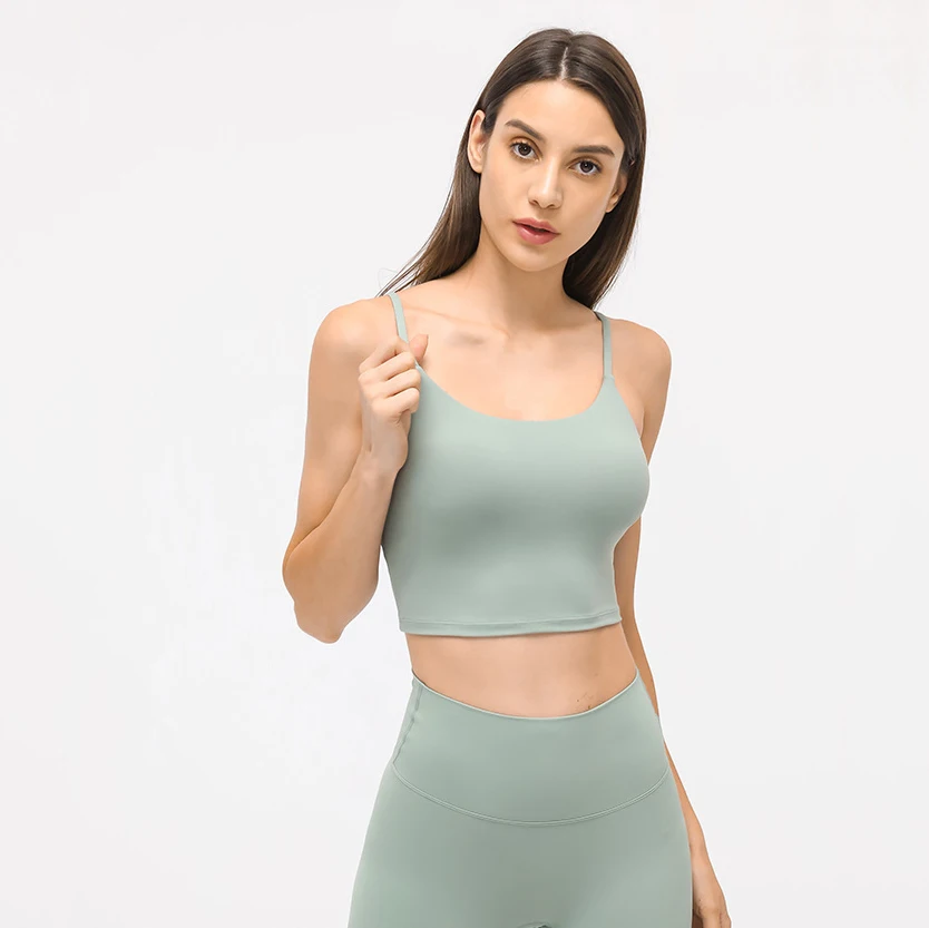 Women Crop Top Yoga Bra Padded Sleeveless Tshirt Strappy Gym Top