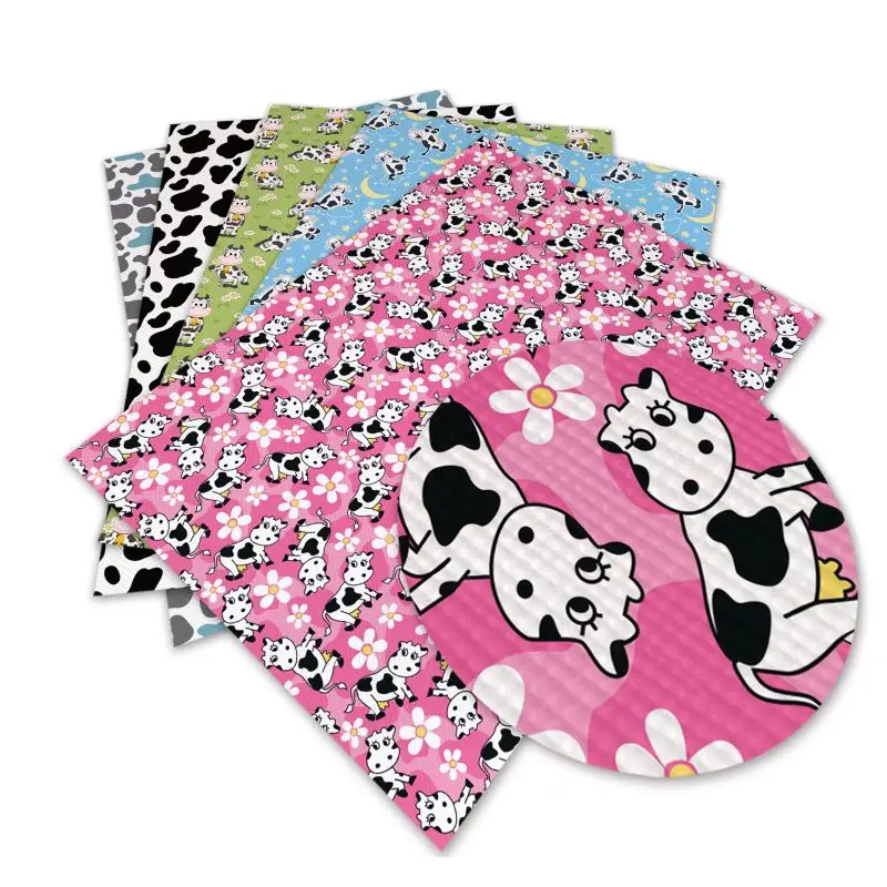 136 cm *30 cm Professional custom Cow Printed Synthetic Faux Leather Sheets Fabric for lady handbags