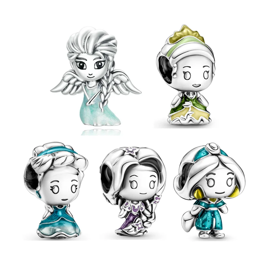  925 sterling silver lovely Snow Fairy Beads Ice Princess Cute Anime Character Accessories diy charm beads Jewelry