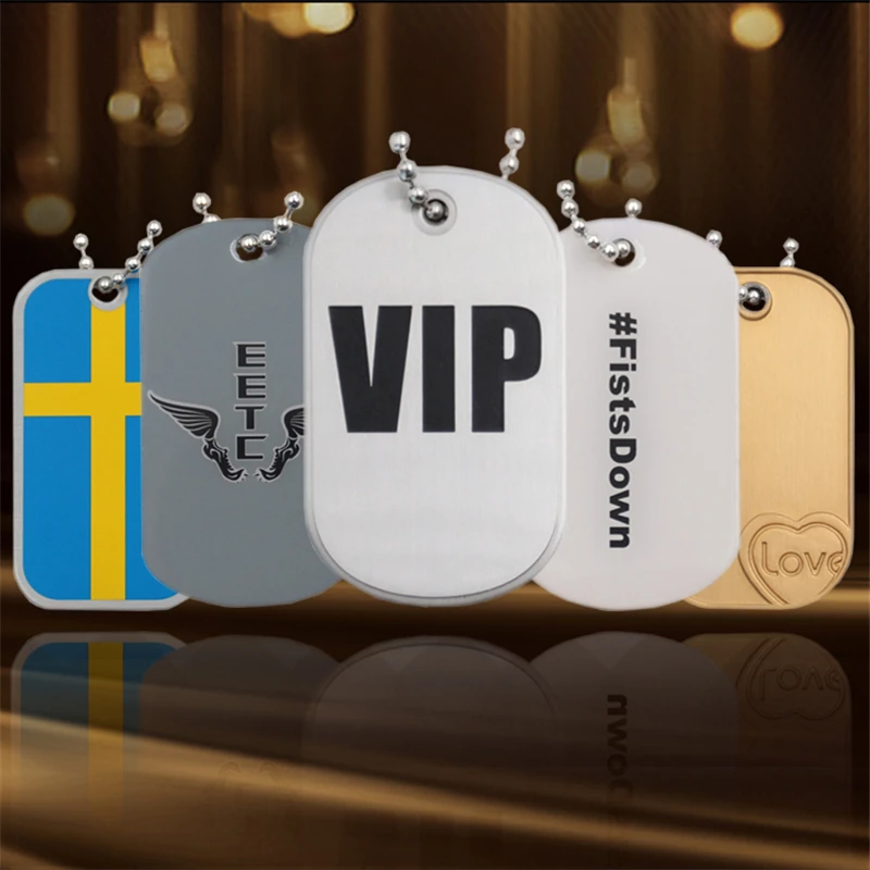 No Minimum Custom Metal Dog Tag , Personalized ID Tag With Ballchain