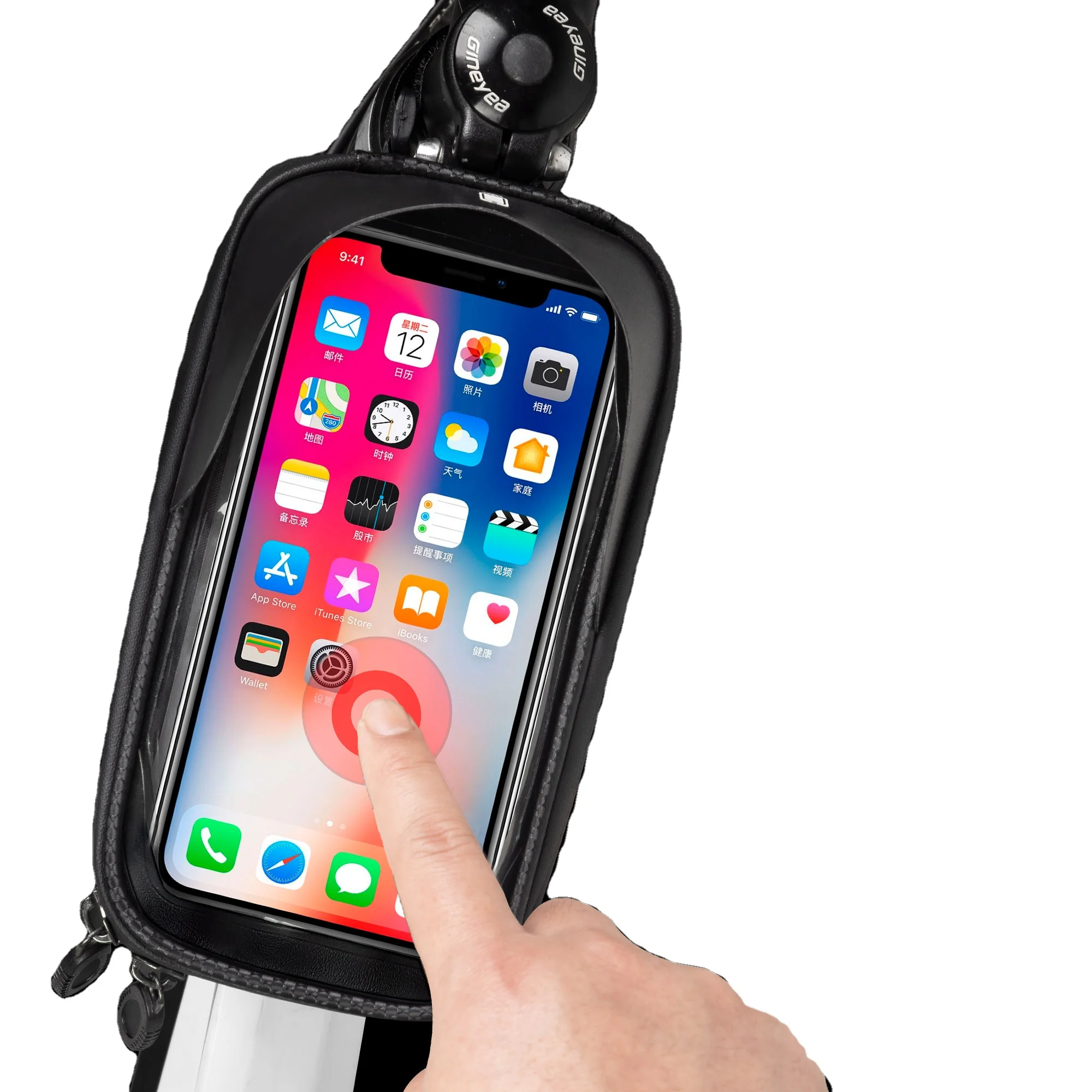 ASRQGOAL Water Resistant Bicycle Phone Mount Top Tube Bag Bike Front Frame Bags Phone Holder Touch Screen Bike Storage Bag